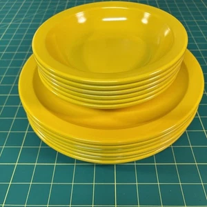 6 Texas Ware 10” Yellow Melamine Texas Plates 6-Dallas Ware Yellow Bowls - Picture 1 of 5