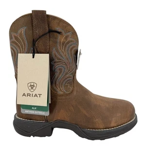 Neu ohne Karton Ariat Damen braun Leder Western Shortie Stiefel US 7B öl-/rutschfest - Bild 1 von 12