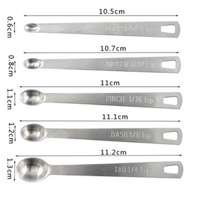 Measuring Spoons Set 5 PCS Stainless Steel Baking Tool Seasoning Kitchen Utensil - Picture 1 of 23