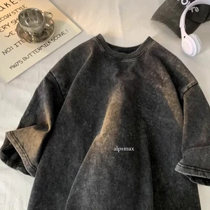 Oversized Acid Washed T-Shirt Damen Vintage T-Shirts Streetwear Mädchen lose Tops - Bild 1 von 30