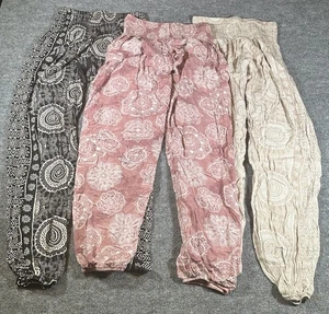Lot Of 3 Lotus And Luna Women’s Pants Size S / M Geometric Boho Elastic Waist  - Picture 1 of 6