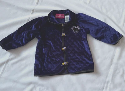 Chaqueta de terciopelo púrpura rico bordada con lazos dorados asiáticos talla 2T para niñas pequeñas Foto 1 de 4