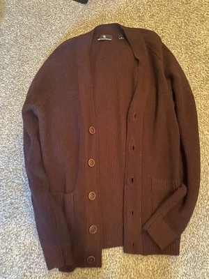 Hart Schaffner Marx Maroon Cardigan Medium Wool Knit Foto 1 de 2