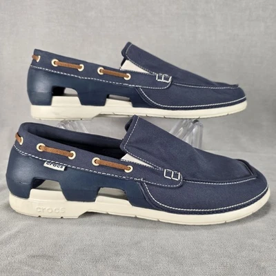 Crocs Shoes Mens Size 12 Navy Blue Boat Loafers Slip On Canvas Comfort 15386 - Image 1 of 4
