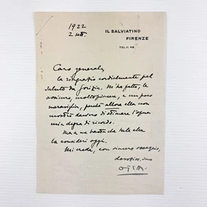 Lettera autografa di Ugo Ojetti – 22 settembre 1922 (Il Salviatino, Firenze) - Imagen 1 de 1