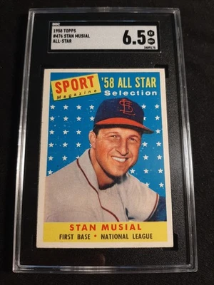 1958 Topps Stan Musial All-Star #476 SGC EX-NM+ 6.5 - Image 1 of 2