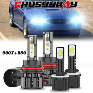 s+ For Ford Mustang 1994-2004 LED Headlight High Low Beam+Fog Light Bulbs 6000K - Picture 1 of 16