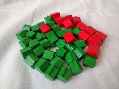 MONOPOLY Vintage Deluxe Wooden FULL SET OF 32 HOUSES and 12 HOTELS - Image 1 of 2