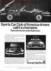 1971 ADVERT Triumph SPITFIRE Convertible Motor Car Original Print Ad 717/34