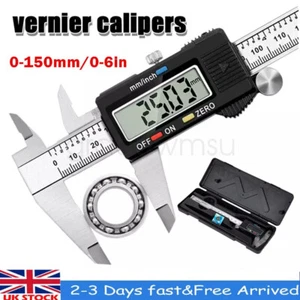 6'' LCD Digital Vernier Caliper Micrometer Measure Tool Gauge Ruler 150mm Black - Picture 1 of 9