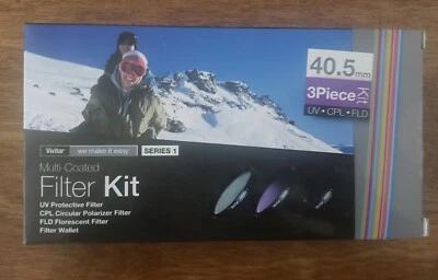 Brand New Vivitar 40.5mm 3-Piece Multi Coated Filter Kit UV+CPL+FLD Sealed - Image 1 of 4