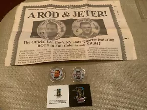 Lot 2 New York Yankees Derek Jeter Alex Rodriguez 2001 Colorized State Quarters - Picture 1 of 2