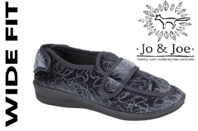 Jo & Joe Grace Womens Slippers Ladies Wide Fit Diabetic Swollon Feet Slippers