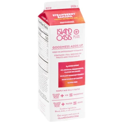 Island Oasis Plus Strawberry Banana Frozen Beverage Mix 32 fl. oz. - Image 1 of 3