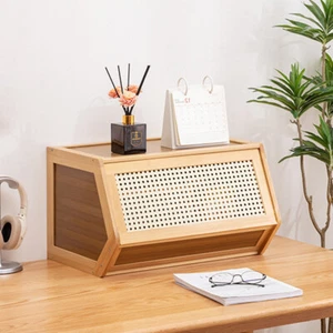 1Pc 1-Layer Bamboo Storage Rack Box Mesh Grid Door Home Desktop Organizer UK - Picture 1 of 18