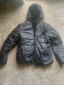 Patagonia Jacket Boys Medium Black Full Zip Pocket Logo Goose Down Puffer Coat - Picture 1 of 7