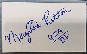 MARY LOU RETTON Autographed/Signed 3×5 Card 1984 Olympic Gold Medal Gymnast - Picture 1 of 2