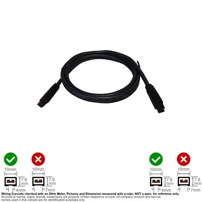Cable Firewire IEEE 1394 1394B BETA 9-Pin Male Male Black 6FT #125702 - Image 1 of 2