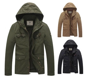 WenVen Men's Casual Lightweight Jacket Cotton Hooded Military Jackets for Autumn - Picture 1 of 40