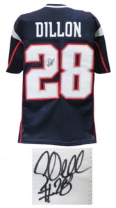 Corey Dillon PATRIOTS Signed Navy Custom Football Jersey - SCHWARTZ COA - Picture 1 of 1