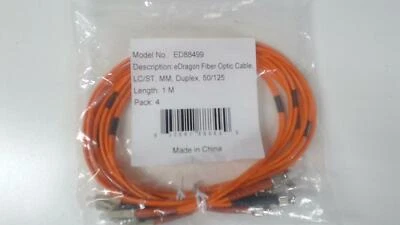 Pack of 4: 1 Meter LC / ST Multimode Duplex 50/125 eDragon Fiber Optic Cable - Image 1 of 2