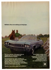 1968 BUICK Skylark 2-door Vintage Original Print AD Blue car photo horse English - Picture 1 of 1