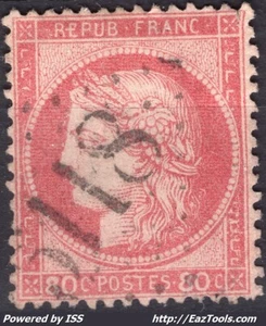 FRANCE CERES 80c ROSE N° 57 AVEC OBLITERATION GC 5118 YOKOHAMA JAPON A VOIR - Picture 1 of 2