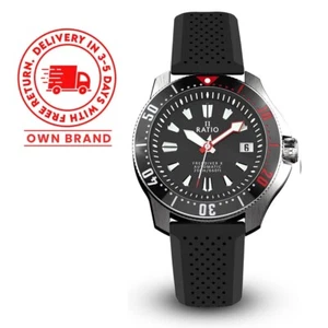 Ratio RTX001 Diver Sports Automatic Black Dial Black Bezel Band Men's Watch 200M - Picture 1 of 7