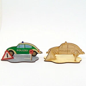 Coche de policía paleta triángulo de advertencia calle set creativo para niños de madera para manualidades - Imagen 1 de 3