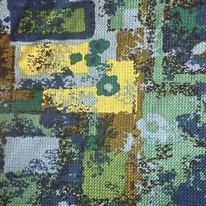 Vintage 60er 70er Blumen Gardine Stoff blau groovy Hippie Boho Mod Retro MCM Polster - Bild 1 von 5