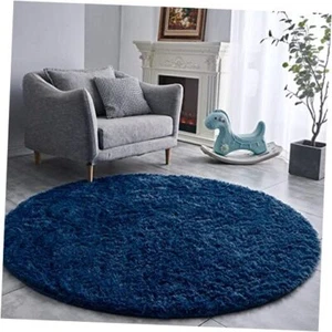FJZFING Round Rug Ultra-Soft Plush Modern 5x5 Circle Area 5x5 Feet Navy Blue - Picture 1 of 7