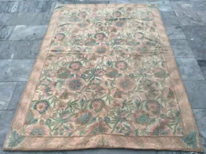 Vintage French Style Aubusson Rug Needlepoint Handmade Rug 5x7 ft Free Ship - Picture 1 of 11