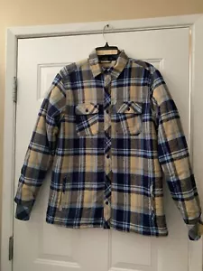 DRAVUS Sherpa Flannel Blue/Tan Long Sleeve Shirt Size S - Picture 1 of 9
