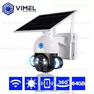 Outdoor Solar Powered WIFI Security Camera 64GB 24/7 AI Human Alert Detection - Picture 1 of 16