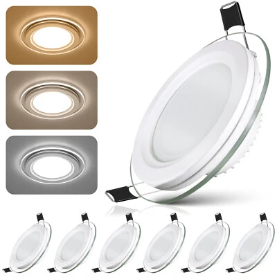 XTRALIGHTS LED pannello vetro faretto da incasso plafoniera incasso illuminazione rotonda