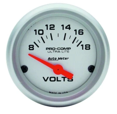 AutoMeter 4391 Ultra-Lite 2-1/16" Electrical Voltmeter Gauge 8-18V Illuminated - Image 1 of 3