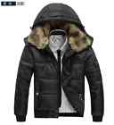 Us Seller Mens Bomber Jacket Fur Collar Hooded Coat Warm Parka Outwear Pk98