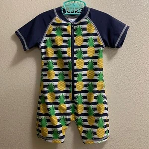 Costume da bagno Sol Swim pezzo unico ananas taglia 18 mesi paraspruzzi cerniera anteriore - Foto 1 di 5