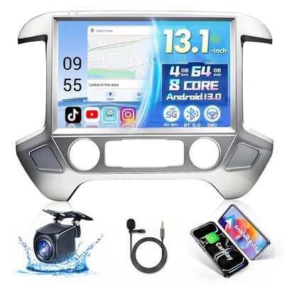 13.1"For Chevrolet Silverado 2014-2018 Android 13 Apple Carplay Stereo Radio GPS - Image 1 of 4