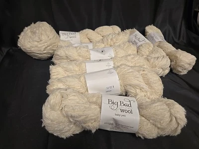 New Lot Of 8 Big Bad Wool Baby Yeti Natural White 100g/109yd Merino Baby Alpaca - Image 1 of 4