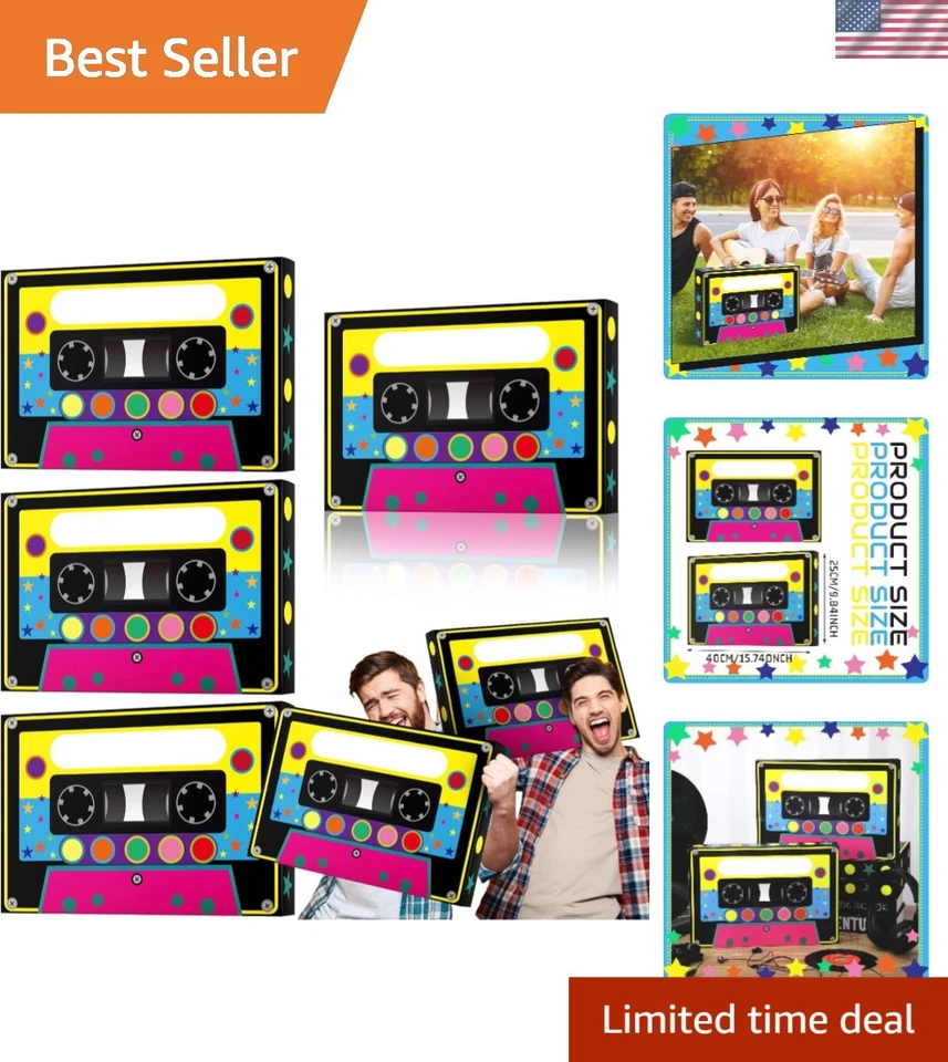 Retro Music Party Favor Boxes for 80s 90s Neon Hip Hop Celebration 4pcs - Image 1 of 4