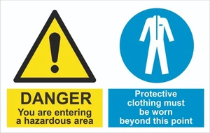 Danger Multi-Sign - You are entering a hazardous area - 1.2mm Rigid PVC - A5 A4 - Picture 1 of 2