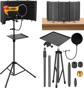 Mikrofonständer mit Isolationsschild Aufnahmestudio Equipment mit Pop Fil.. - Bild 1 von 12