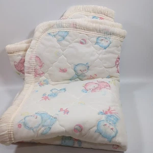 Vintage Satin Kittens Baby Blanket Montgomery Ward Lovey 1950's Pink Blue 44x34 - Picture 1 of 7