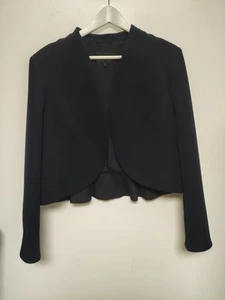 Phase Eight Bolero Jacket UK16 Navy Long Sleeve Lined Peplum at Back VGC - Picture 1 of 6