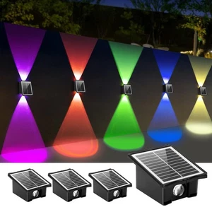 4 Pack Multi-Color Solar Fence Lights Outdoor Waterproof, Up and Down Solar W... - Picture 1 of 7