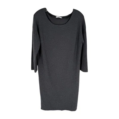 Vestido suéter de lana Vince para mujer talla grande gris carbón contraste espalda satinada Foto 1 de 4