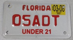 2008 Florida under 21 motorcycle license plate - Picture 1 of 1