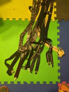 Lot Of 6 Mens Designer Design Suspenders Navy Clip /Straps Workwear - Picture 1 of 8