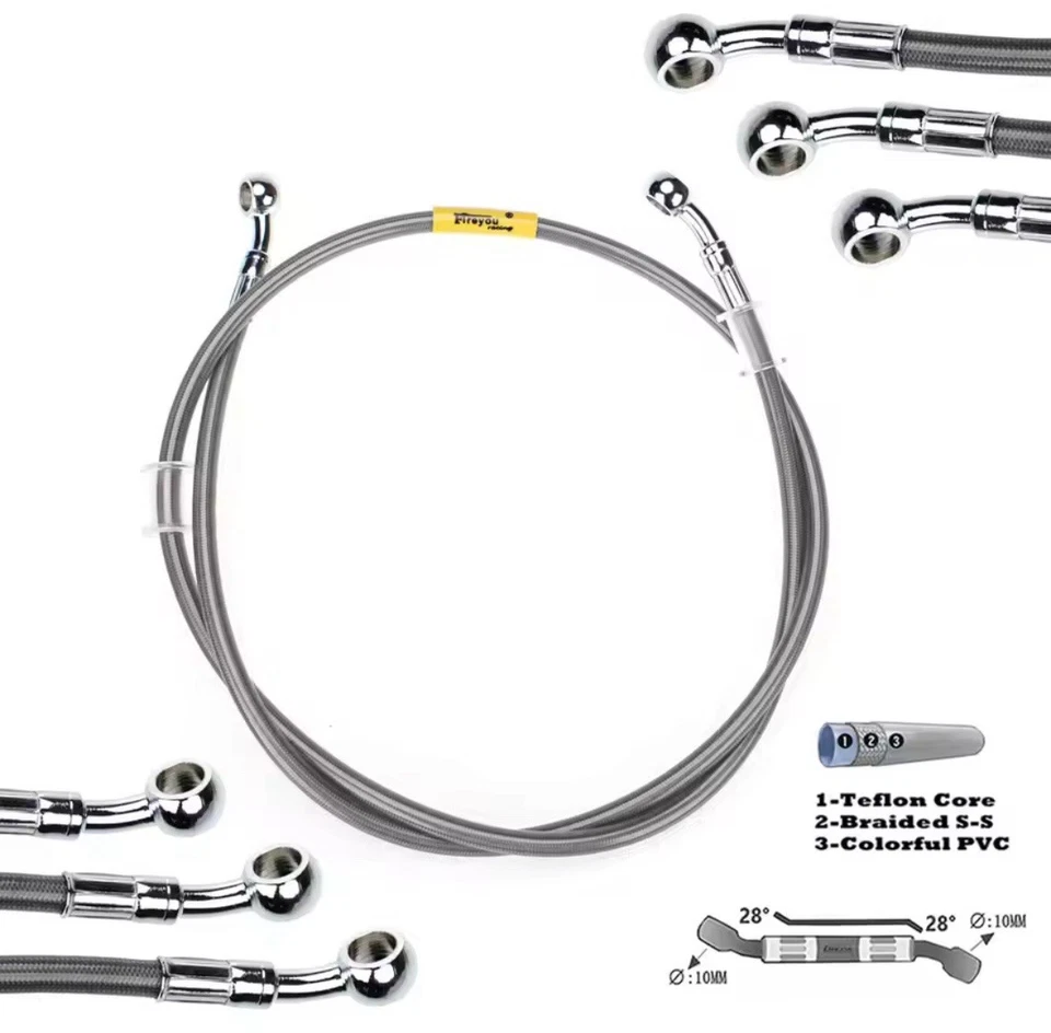 TUBO FRENO IN TRECCIA AERONAUTICO MOTO SCOOTER RACING UNIVERSALE 110 cm ROSSO - Imagen 1 de 4